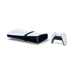 Konsola Sony PlayStation 5 Pro 2 TB biała – w poziomie z kontrolerem DualSense