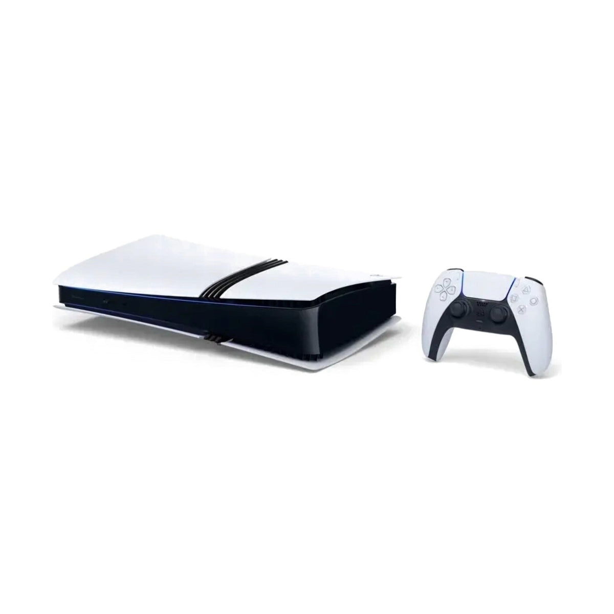 Konsola Sony PlayStation 5 Pro 2 TB biała – w poziomie z kontrolerem DualSense