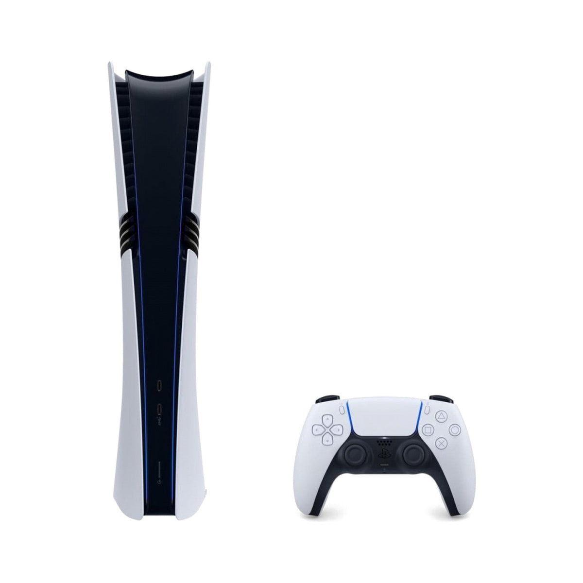 Konsola Sony PlayStation 5 Pro 2 TB biała – widok od frontu z kontrolerem DualSense