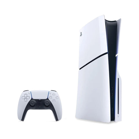 Konsola Sony PlayStation 5 Slim Blu-ray 1 TB biała – w pionie z kontrolerem DualSense