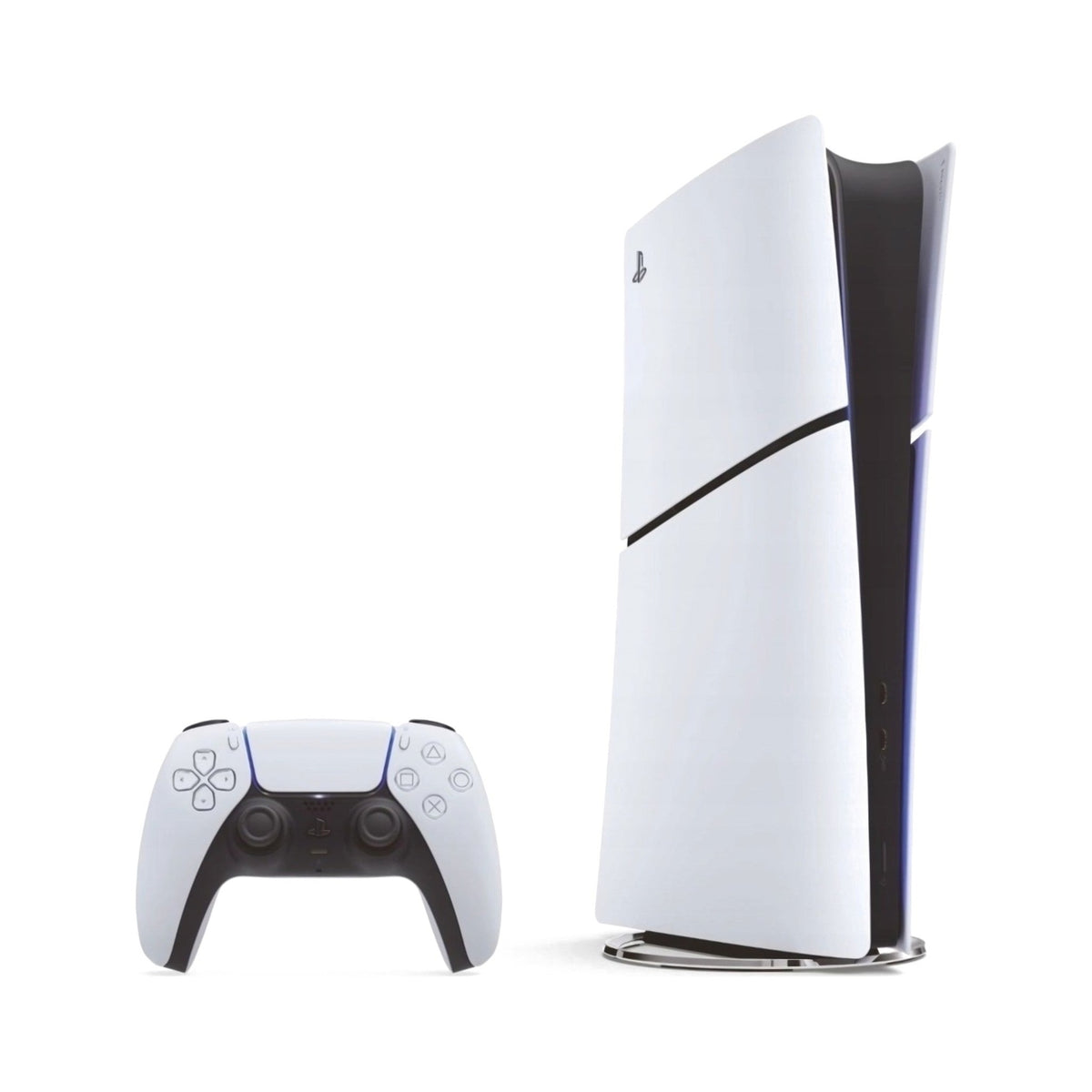 Konsola Sony PlayStation 5 Slim Digital 825 GB biała – w pionie z kontrolerem DualSense