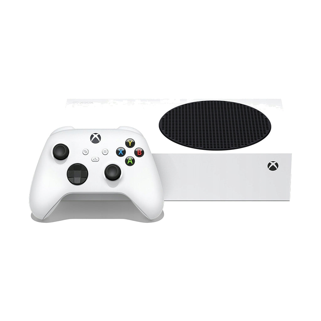 Konsola Microsoft Xbox Series S 512 GB biała – w poziomie z kontrolerem Robot White
