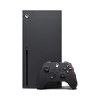 Konsola Microsoft Xbox Series X 1 TB czarna – widok od frontu z kontrolerem bezprzewodowym