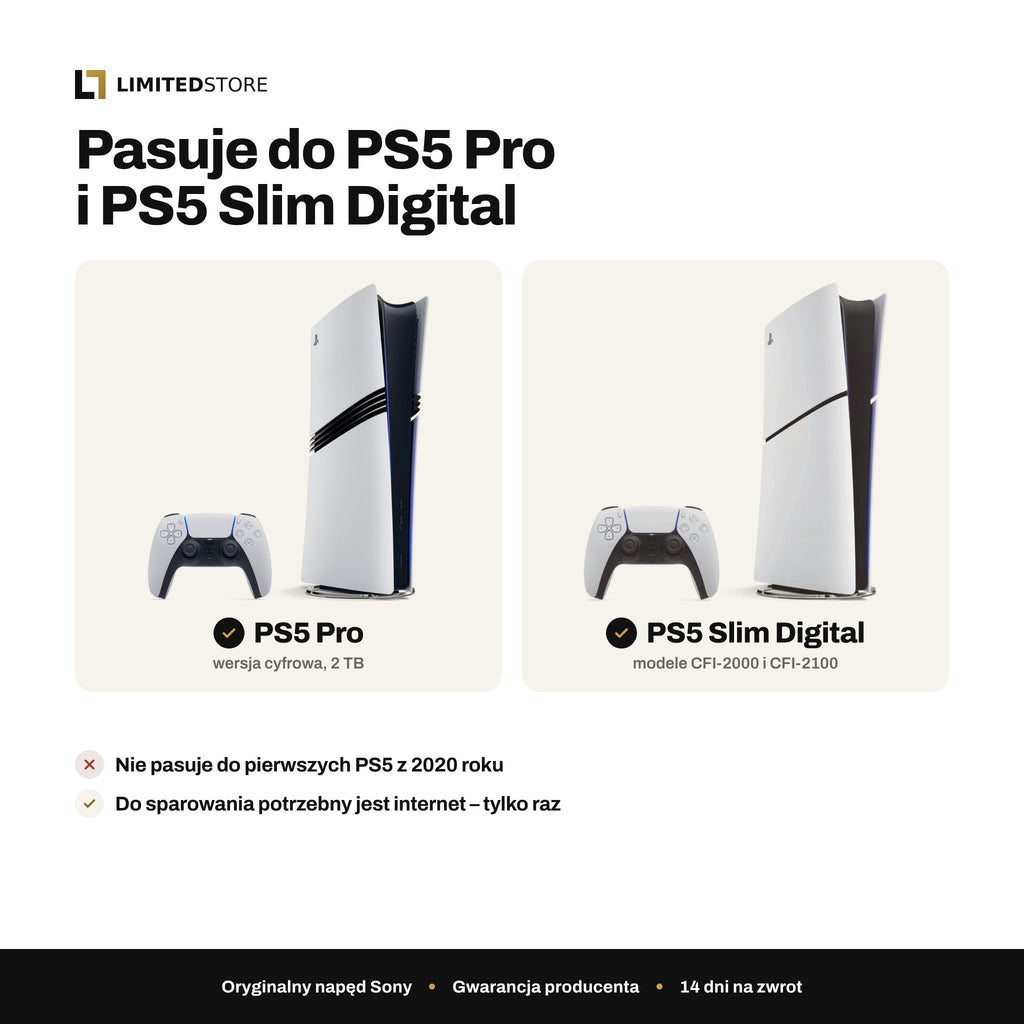 Napęd Blu-ray Sony – pasuje do PS5 Pro i PS5 Slim Digital, nie pasuje do pierwszych PS5 z 2020 roku